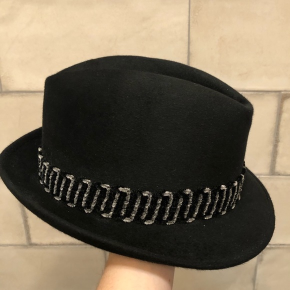 Bonar Phelps black men’s dress hat fedora 10x short brim gray feather elk red - Picture 12 of 14